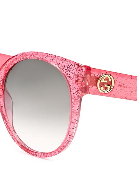 pink gucci sunglasses glitter|Gucci round pink sunglasses.